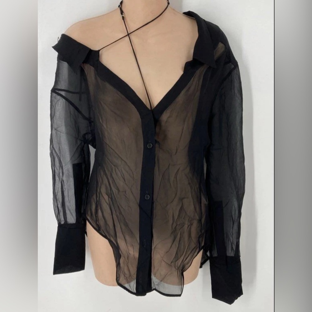 Nensi Dojaka XS Chic Sheer Black Blouse